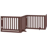  Vrata za pse s vratašcima 8 panela sklopiva 640 cm drvo topole Smeđa 80 x 60 x 2 cm | shoptok.hr