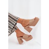 Boto Ladies Sandals Made Of Eco Leather On Heel And Platform Khaki Tamirella | Shoptok.si