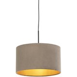 QAZQA Viseča svetilka z velur senčilom v zlati barvi 35 cm - Combi | Shoptok.si