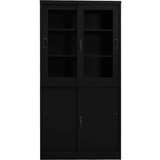  Uredski ormarić s kliznim vratima crni 90 x 40 x 180 cm čelični | shoptok.hr
