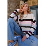 Trend Alacati Stili višebojni prugasti džemper sa čamac izrezom i color block dizajnom Alc-X14509, višebojna / višebojna | Eponuda.com