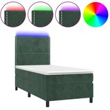 vidaXL Box spring postelja z vzmetnico LED tem. zelena 90x19 | Shoptok.si