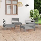 Maison Chic Seti vrtnega pohištva - Vrtna garnitura - Vrtni pohištvo set 4-delna siva trdna borovina, (21809086) | Shoptok.si