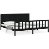  Za krevet s uzglavljem crni 200 x 200 cm od masivnog drva | shoptok.hr
