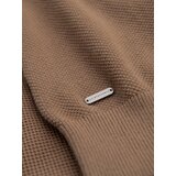 Ombre Men's cotton structured knit polo shirt - light brown | Eponuda.ba