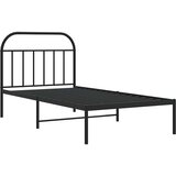  Metalni okvir za krevet s uzglavljem crni 100x200 cm | shoptok.hr