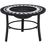 vidaXL Ognjišče z mozaikom črno in belo 68 cm keramika | Shoptok.si