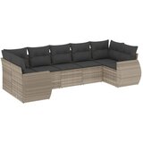 vidaXL Vrtna sedežna garnitura 7-delna z blazinami siv poli ratan, (21055168) | Shoptok.si