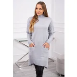 Kesi Sweater with stand-up collar light gray