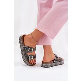 Boto Slides with decoration and buckles on platform black Mellene | shoptok.hr