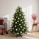  Umjetno božićno drvce s kuglicom 150 cm 150 LED lampica - 150 cm s LED žaruljama i bijelim kuglicama | shoptok.hr