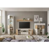CARRYHOME dnevni regal, bela, barve hrasta, bela, visoki sijaj | Shoptok.si