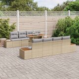  Set sofe za vrt 9 komada Bež PE Ratan Blagovaonski set | shoptok.hr