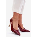 Boto Lacquered Stilettos With Open Heel And Pointed Toes Burgundy Rivori | Shoptok.si