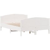  The Living Store Posteljni okvir brez vzmetnice bel 135x190 cm trdna borovina - Posteljni Okvir, (21450834) | Shoptok.si