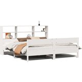  Knjižna postelja brez vzmetnice bela 200x200 cm trdna borovina | Shoptok.si