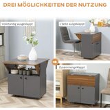  Sklopivi stol s ormarićem 2 stranice 4 kotačića svijetlosiva i tamnosmeđa 70x83x75 cm | shoptok.hr