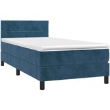 vidaXL Box spring postelja z vzmetnico LED temno modra 100x200cm žamet | Shoptok.si