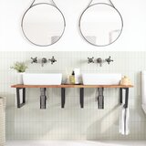  Zidna polica za umivaonik od čelika i masivnog bagremovog drva Smeđa 120 x 60 x 2 cm | Shoptok.si