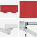 vidaXL Avtomatska retraktibilna tenda Rdeča 500x300 cm, Tenda za zamenjavo tkanine za okvir 5x3 m Rdeča | Shoptok.si
