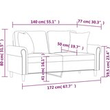  Dvosjed s ukrasnim jastucima svjetlosivi 140 cm baršunasti | shoptok.hr