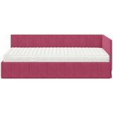 vidaXL Kotna postelja z vzmetnico vinsko rdeča 100 x 200 cm Žamet | Shoptok.si