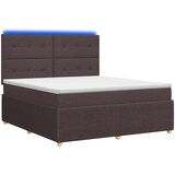  LED okvir za krevet s madracem Tamno smeđa 140 x 190 cm Tkanina | shoptok.hr