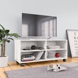 TV ormarić s kotačima bijeli 90 x 35 x 35 cm konstruirano drvo | shoptok.hr