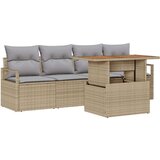  5-delni vrtni sofa set z blazinami Bež Poli Ratan | Shoptok.si