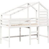 vidaXL Posteljni okvir z lestvijo in streho bel 90x190 cm borovina, (21243248) | Shoptok.si