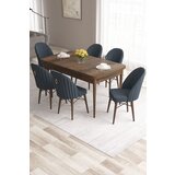 Hanah home roz - baroque, anthracite baroqueanthracite extendable dining table & chairs set (7 pieces) | Eponuda.com