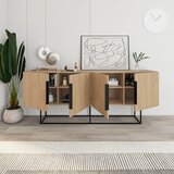 Marckeric Nizka komoda v hrastovem dekorju v naravni barvi 200x80 cm Titan – | Shoptok.si