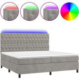  Box spring s madracem LED svjetlosivi 200x200 cm baršun | shoptok.hr