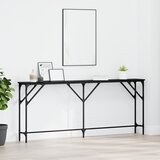vidaXL Konzolna miza Črna hrastovina 180x23x75 cm Lesena | Shoptok.si