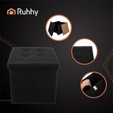 Ruhhy sklopivi puf s prostorom za pohranu 38 × 38 cm, crna eko koža | shoptok.hr