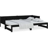  Dnevni ležaj na izvlačenje 2x(90x200) cm crni od borovine | shoptok.hr