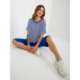 Fashion Hunters Dark blue and white summer basic set with mesh shorts Cene