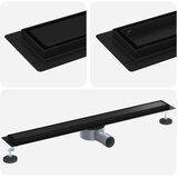 Tuš kanal 2-u-1 sa 360° sifonom Crna 80 cm Nehrđajući čelik 304 | shoptok.hr