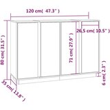  Komoda siva 120 x 35 x 80 cm od masivne borovine | shoptok.hr