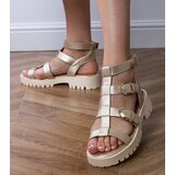  Golden gladiator sandals fastened at the ankle Badana | ePonuda.com