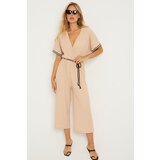 Cool & Sexy Women's Vanilla Ethnic Patterned Belted Jumpsuit | Shoptok.si