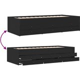 vidaXL Dnevna postelja s predali črna 100x200 cm inženirski les | Shoptok.si