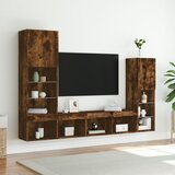  4-dijelni zidni TV elementi s LED svjetlima boja hrasta drveni Smeđa | Shoptok.si