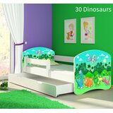  Otroška postelja ACMA z motivom, stranska bela + predal 160x80 cm 30 Dinosaurs | Shoptok.si