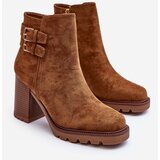 Kesi Zamsz heel shoes brown makeline Cene