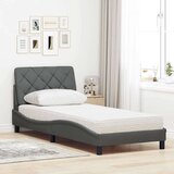 vidaXL Postelja z vzmetnico temno siva 90x190 cm blago | Shoptok.si