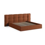 Micadoni Opečnato oranžna oblazinjena zakonska postelja s prostorom za shranjevanje z letvenim dnom 200x200 cm Eric – | Shoptok.si