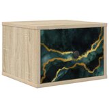  Wall-mounted noćni ormarić WIJHE Hrast sonoma 36 x 33 x 25 cm - Hrast sonoma Tirkizni mramorni uzorak 1 | shoptok.hr
