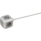 Brennenstuhl Razdelilnik v obliki kocke ALEA-Power s priključkom USB, 4 vtičnice, s funkcijo polnjenja prek USB-priključka, bele / svetlo sive barve | Shoptok.si