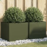 Maison Chic Cvetlično korito - Cvetlični Lonec 2 kosa olivno zelena 42x40x39 cm jeklo, (21789315) | Shoptok.si